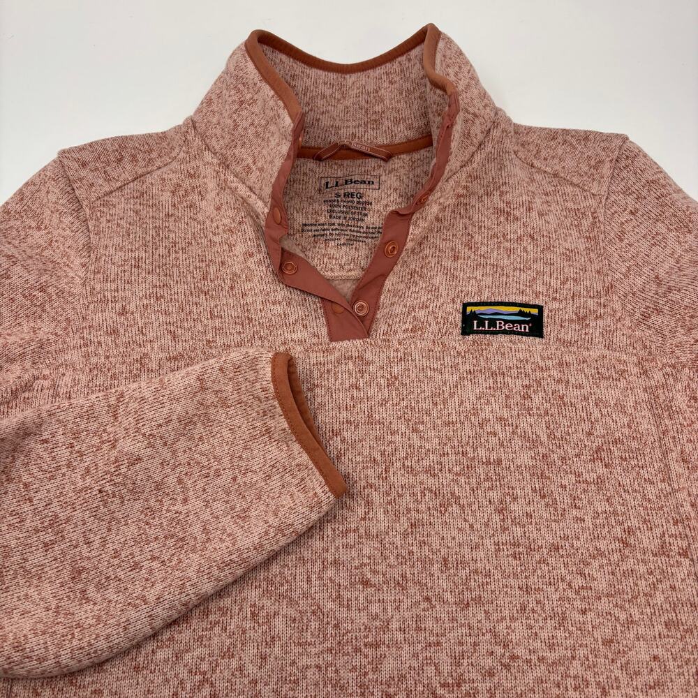 L.L. Bean Womens Small Pink 1/4 Snap Button Long Sleeve Pullover‎ Sweater